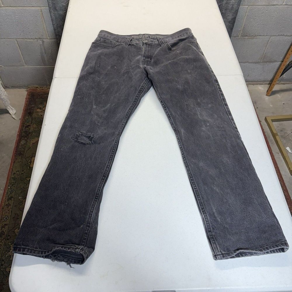 Roebuck Co Jeans Men 32x30 (32x29) Slim Straight Distressed‎ Black Denim